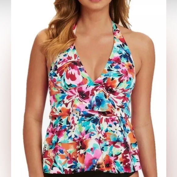 Swim Solutions Other - NWT Swim Solutions Bust Support Tankini Top 8 / M Swimsuit Top La Belle Fleur